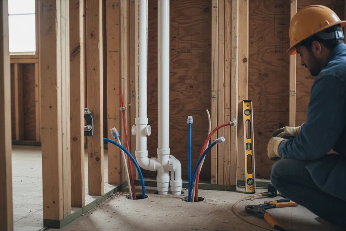 Drain and supply rough-in during Drain Cleaning in Orrum