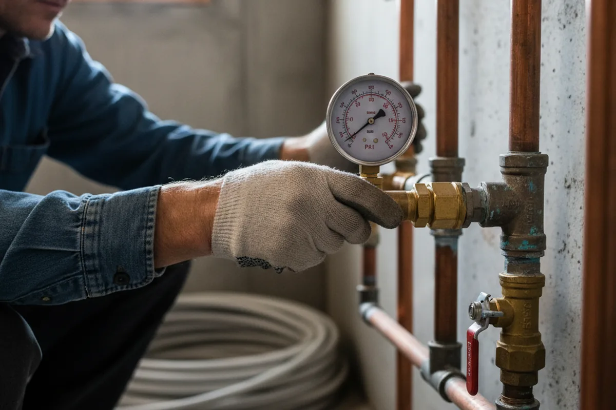 Pressure testing a repaired line during Water Line Repair in Orrum